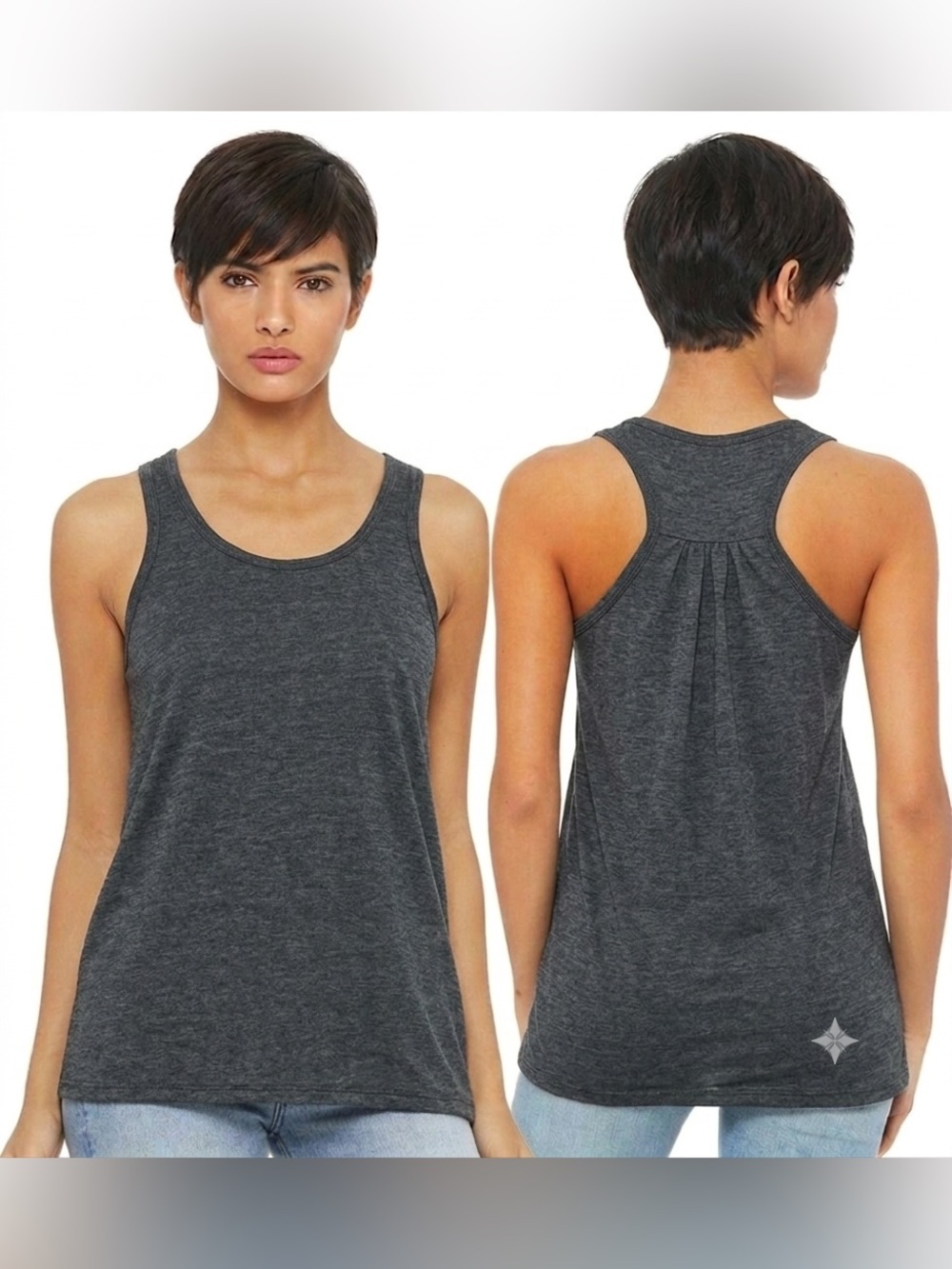 Bella+Canvas grey melange Racerback Tank Top Women's Size S